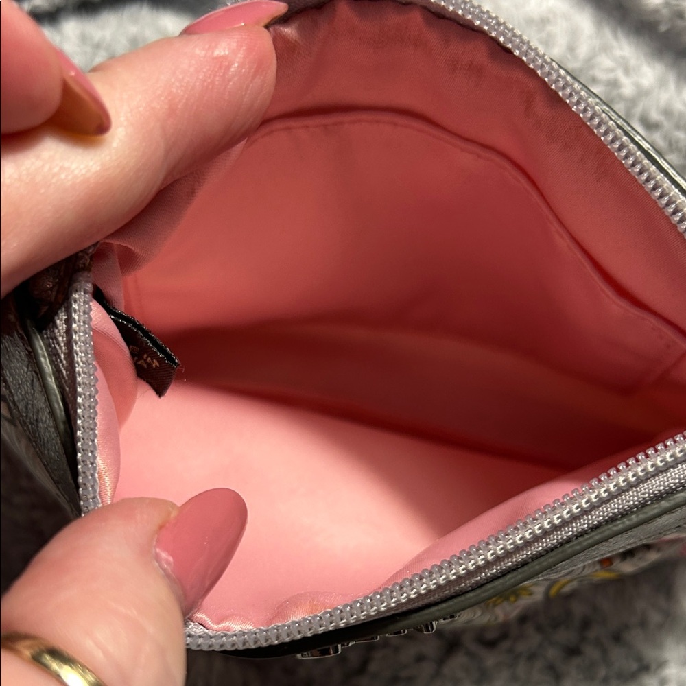 Coach Poppy Butterfly Graffiti Wristlet in Sateen Finish and Silver Hardware - Picture 7 of 11